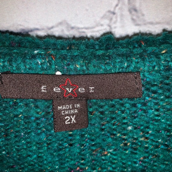 Fever green zip front cardigan w/Oversized collar - Picture 5 of 11